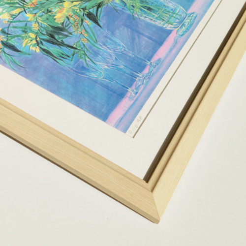 画商から版画化☆青 ブルー 黄色 グラス ガラス フラワー イエロー 花