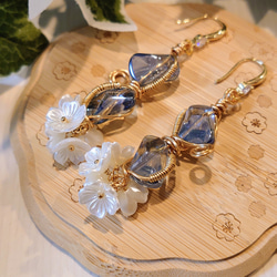 #870 再販 ライトブルー ピンク ゴールド ハンドメイド ピアス イヤリング 93635fb6a0c866b0ec0f0929237631