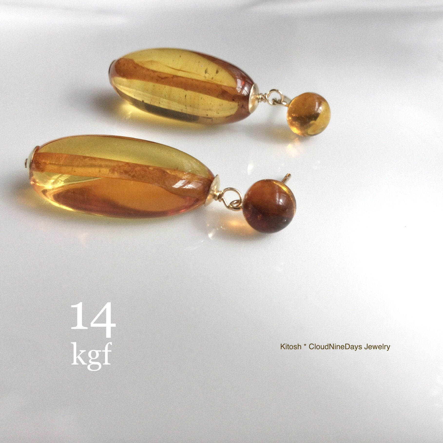 琥珀/太古の記憶の20mmバルト海産天然アンバー　陽光を集めたジュエル/欧州のクラシックジュエリー