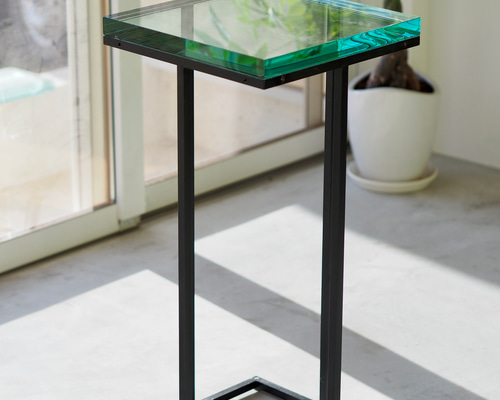 ガラスサイドテーブル コーヒーテーブル【天板厚み30mm】 アイアン