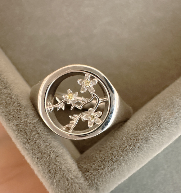 [Creema限定割引] ✿早咲きさくら 誕生石選べるcherry Blossoms ring ✿ 2枚目の画像