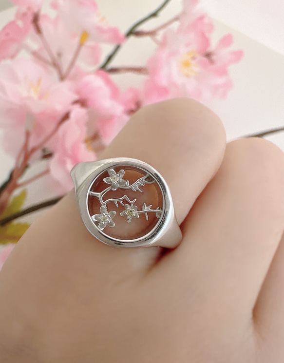 [Creema限定割引] ✿早咲きさくら 誕生石選べるcherry Blossoms ring ✿ 11枚目の画像