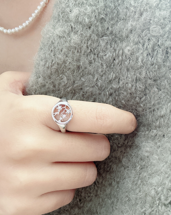 [Creema限定割引] ✿早咲きさくら 誕生石選べるcherry Blossoms ring ✿ 7枚目の画像