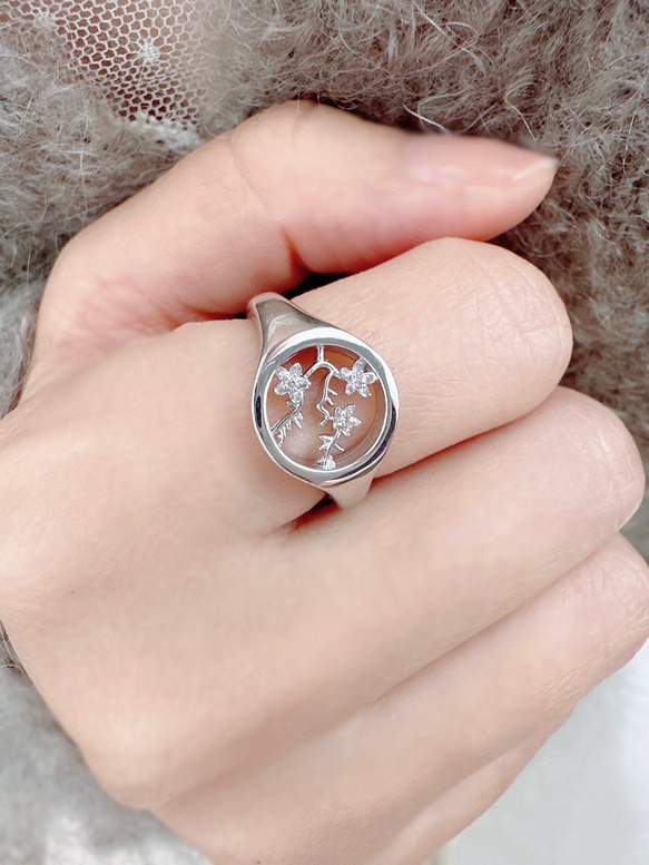 [Creema限定割引] ✿早咲きさくら 誕生石選べるcherry Blossoms ring ✿ 9枚目の画像