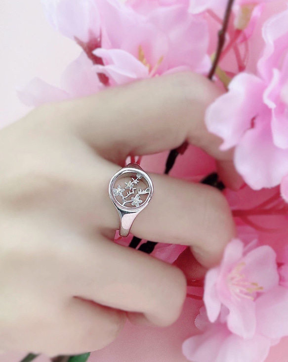 [Creema限定割引] ✿早咲きさくら 誕生石選べるcherry Blossoms ring ✿ 5枚目の画像