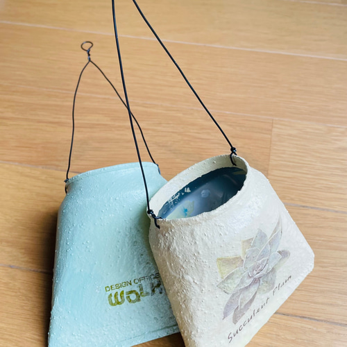 リメ缶リメイク缶☘️3個セット革タグ付き多肉植物