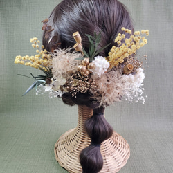 スモークツリー カスミソウ シックカラー 髪飾り　ヘア飾り ドライフラワー 成人式 結婚式 卒業式　和装 2枚目の画像