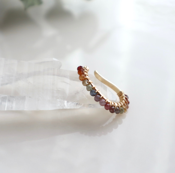 ｛イヤーカフ｝ 14kgf/gradation earcuff タンドラサファイア(片耳） 10枚目の画像