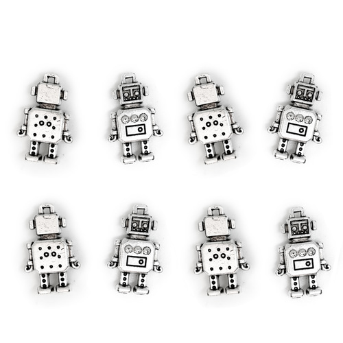 金属パーツ】ロボット チャーム シルバー【8個】 チャーム