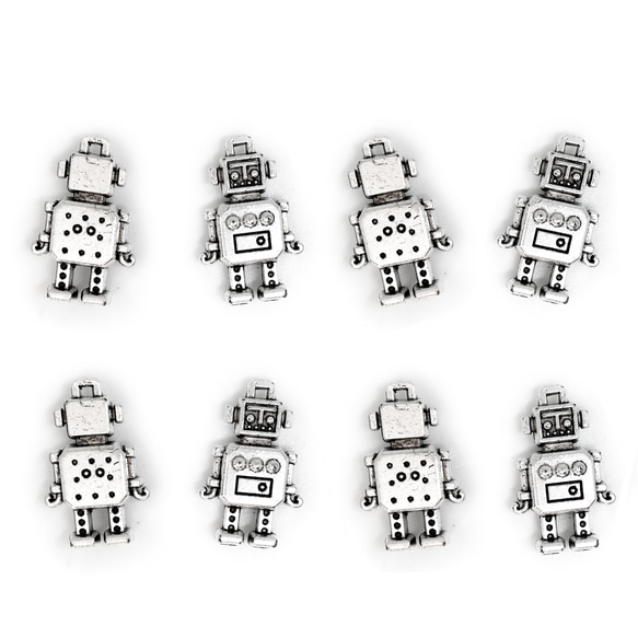 金属パーツ】ロボット チャーム シルバー【8個】 チャーム