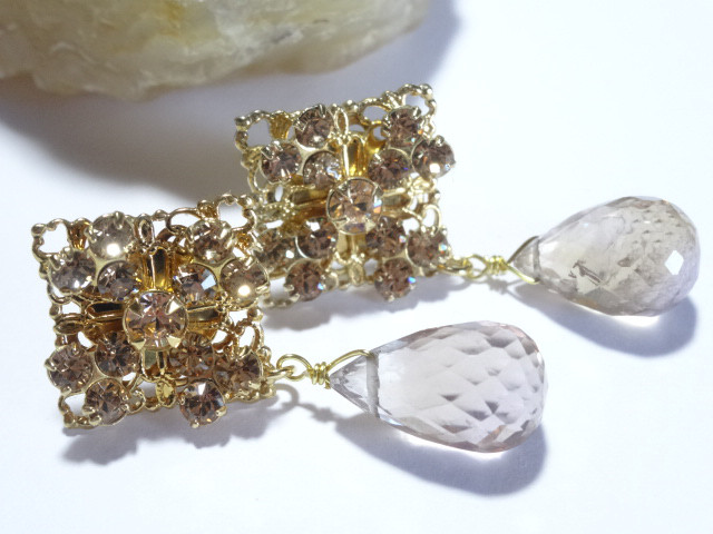 ヴィンテージフィリグリーと大粒アメトリンのピアス