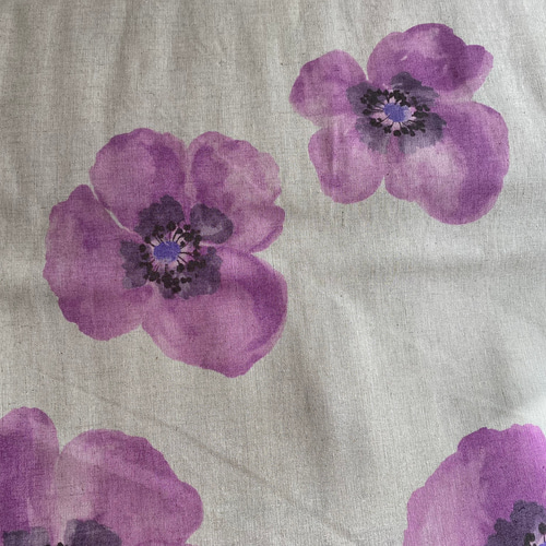 新入荷♪『 墨 sumi×design 綿麻生地 花柄 Cー生成×ピンク 巾約