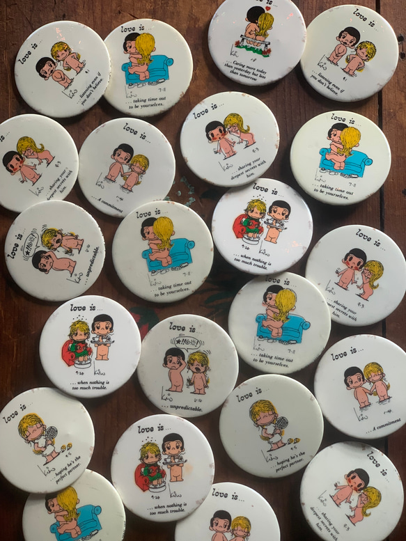 70s 80s vintage 古着 缶バッジ メッセージ love 愛 Make Love Not War Pinback メッセージ ビンテージ 缶バッジ 缶
