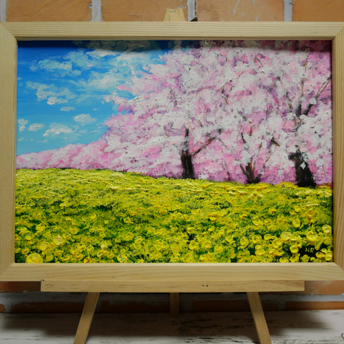 油絵 絵画 【桜と菜の花畑】 絵画 HR 通販｜Creema(クリーマ