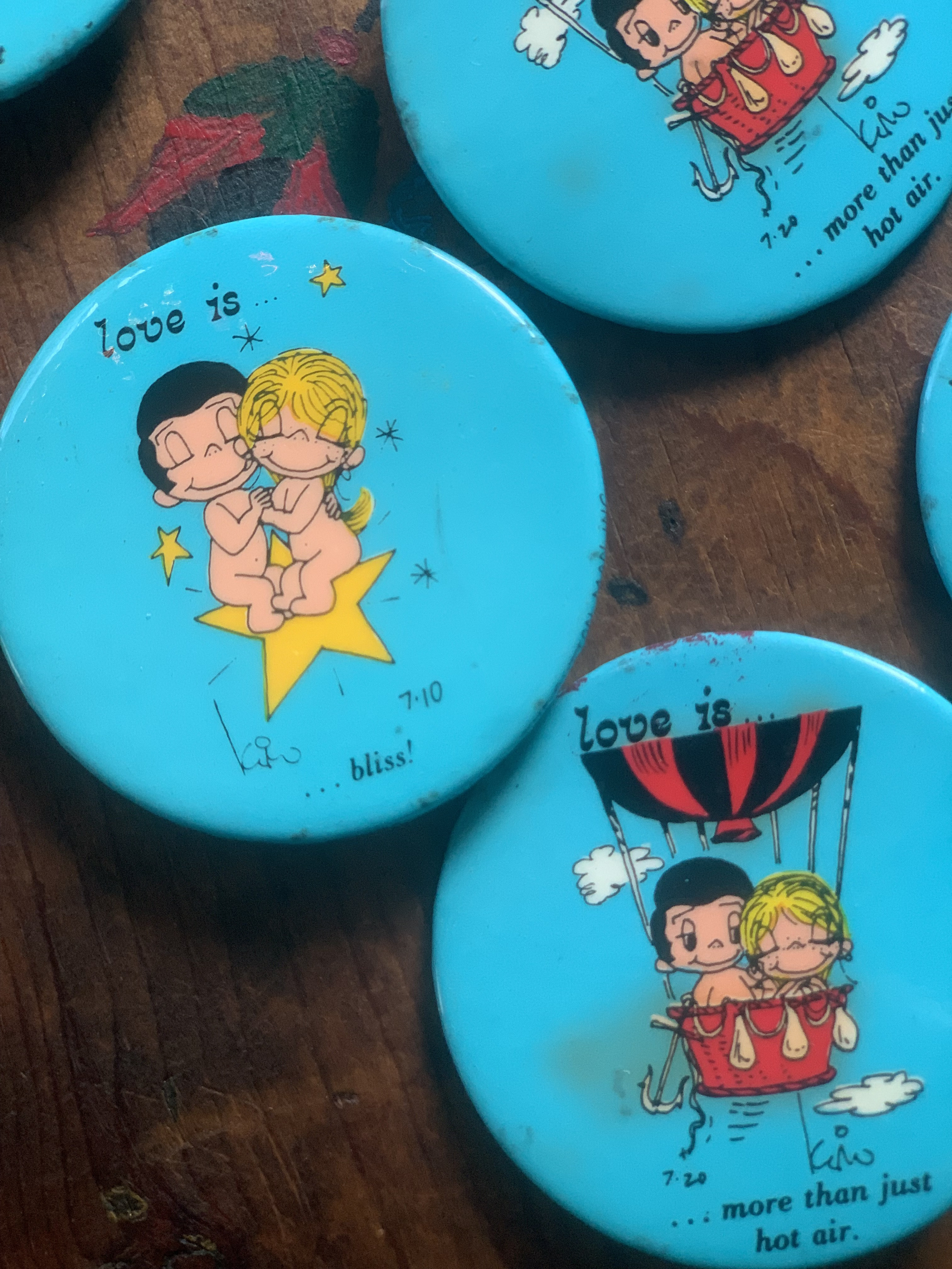 古着 love vintage 80s 愛 缶バッジ メッセージ 70s