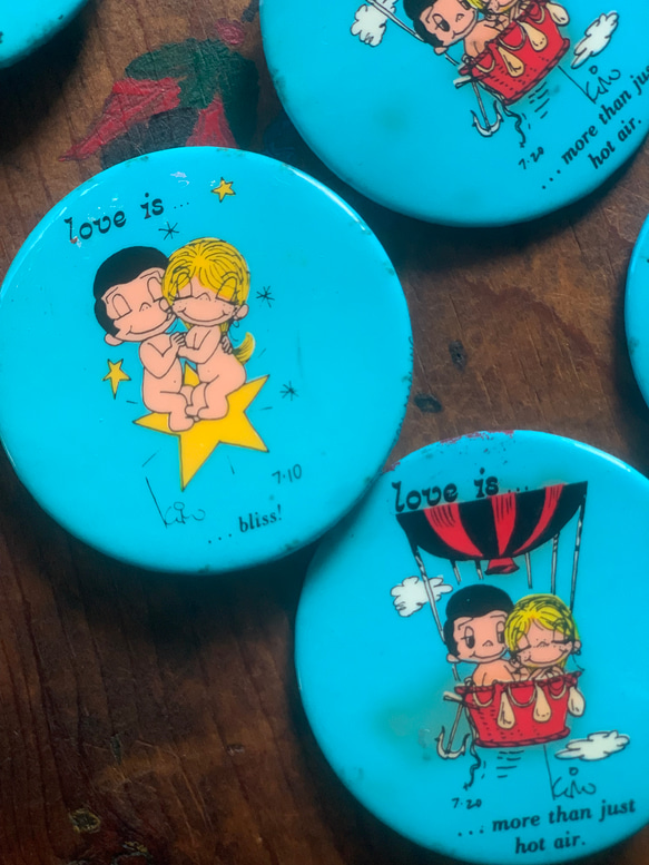 70s 80s vintage 古着 缶バッジ メッセージ love 愛 I Love BS The Bike Slider Pinback メッセージ ビンテージ 缶