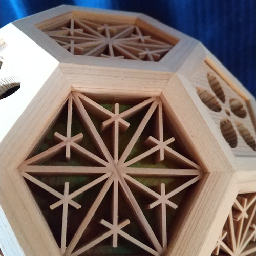 木製 組子 行灯 【サッカーボール ライト】 照明 スタンドライト