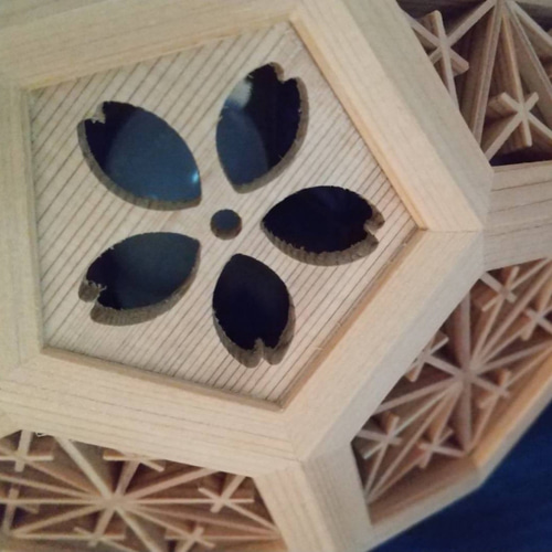 木製 組子 行灯 【サッカーボール ライト】 照明 スタンドライト