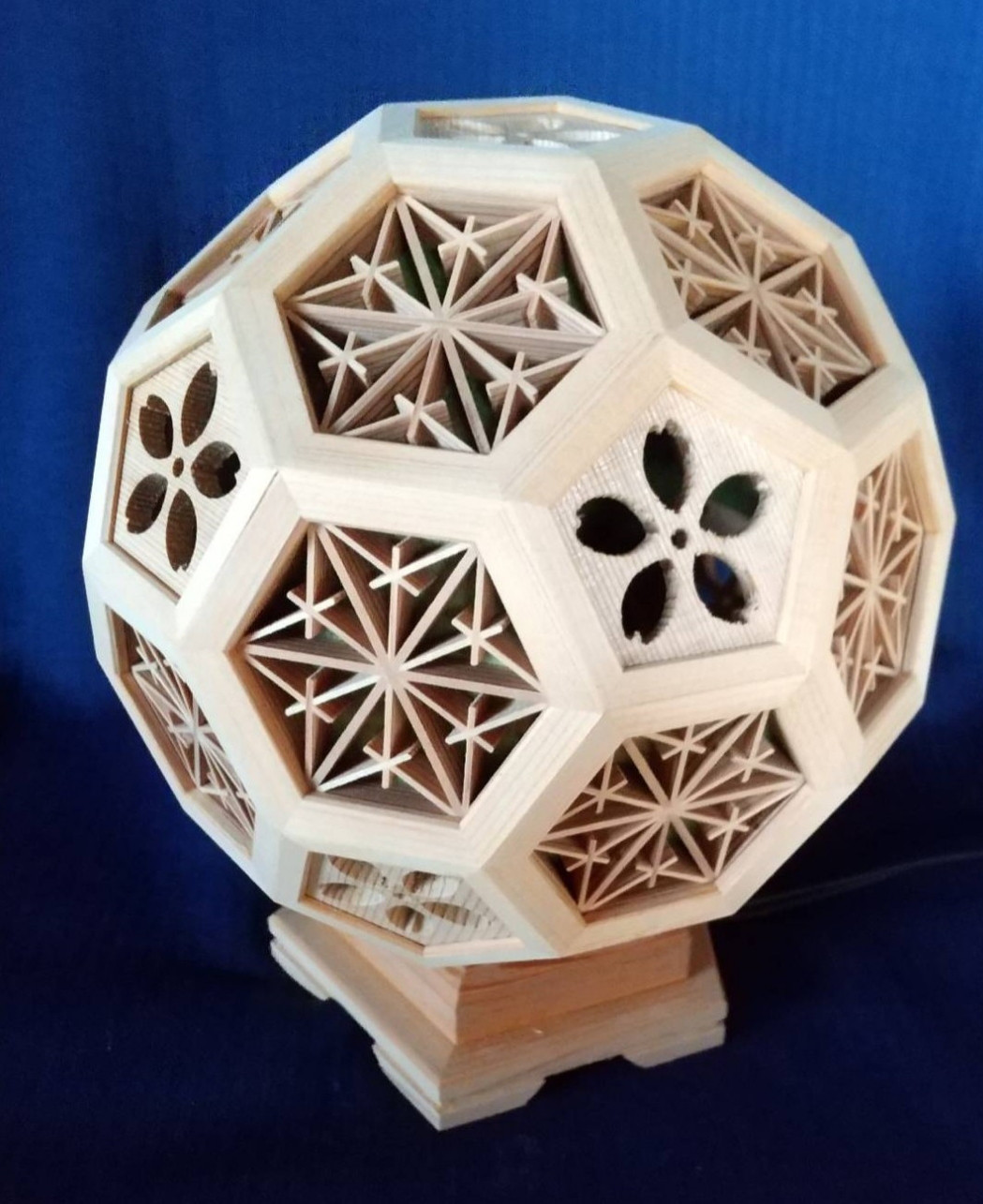 木製  組子 行灯 【サッカーボール ライト】 照明