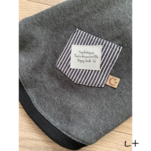 ハンドメイド犬服L+グレーポケットデザインお腹ボタン ペット服