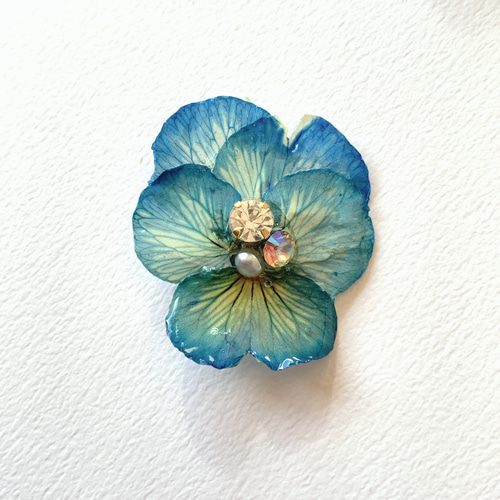 水色ビオラ 押し花ポニーフック 水色ビオラ 押し花ポニーフック