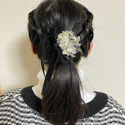 ブーケ×ベロアリボン ヘアクリップ 4枚目の画像