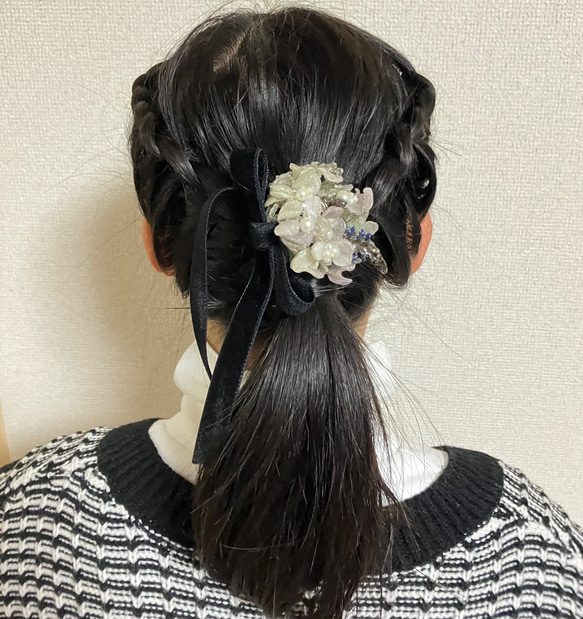 ブーケ×ベロアリボン ヘアクリップ 4枚目の画像