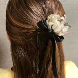 ブーケ×ベロアリボン ヘアクリップ 1枚目の画像