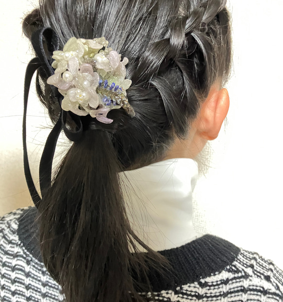 ブーケ×ベロアリボン ヘアクリップ 3枚目の画像