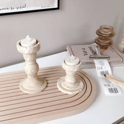キャンドルスタンド_short(ベージュマーブル) ///  ジェスモナイト 撮影小物 アクセサリー アクセサリートレイ 3枚目の画像