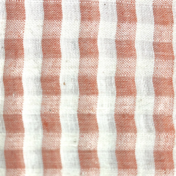【50cm単位】インドカディ　サーモンホワイトチェック　横50番手　縦100番手　手紡ぎ・手織りテキスタイルハンドメイド 3枚目の画像