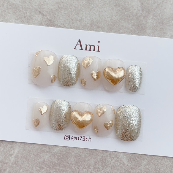 ネイルチップオーダー ミラーネイル ハートネイル ハート ミラー ネイルチップ ネイルチップ（つけ爪） nail