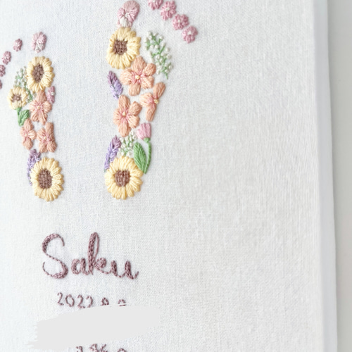 nico　手形・足形刺繍　春のお花畑 フラワー手形刺繍バースボード | CURIA（キュリア）｜出産祝い