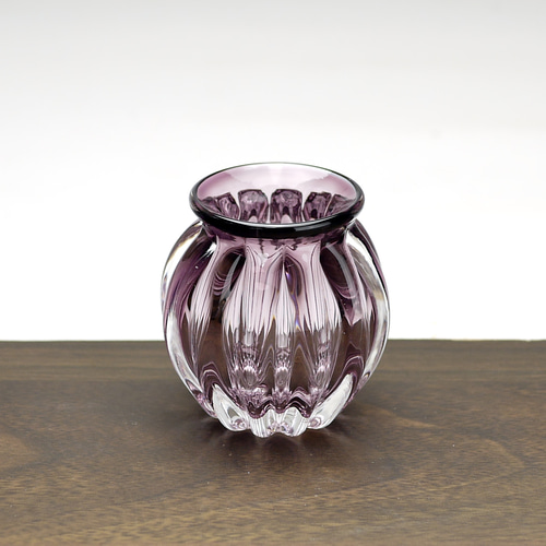 丸こつぼ小花入れ （薄赤紫） 一輪挿し・花瓶・花器 創作ガラス寺田