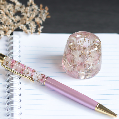 ペンスタンド～桜吹雪～＊固まるハーバリウム＊無料ラッピング付 ペン