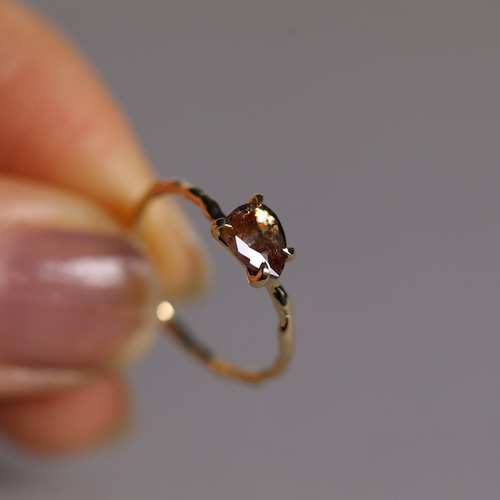 K18 ローズカットダイヤ0.2ct(ブラウン)リング✨ K18 ローズカット・ダイヤモンドリング 〈クッション・ブラウン