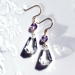 ☆K10/K18 兩種紫水晶燈飾耳釘~Babette 第1張的照片