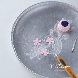 レース編み☆桜のイヤリング（ピアス金具に交換可能） 4枚目の画像
