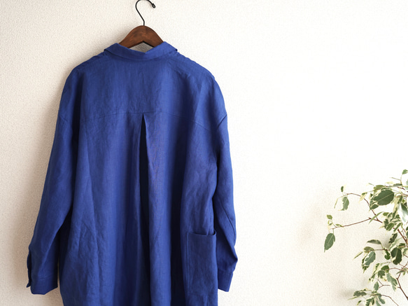 リネンのロングシャツ　ブルー　No.265 18枚目の画像