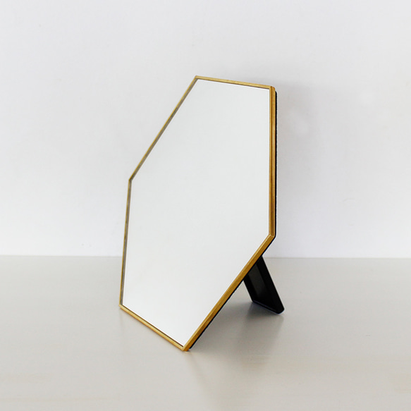 六角形がかわいい　真鍮スタンド＆ウォールミラー ≪ODR-16≫　 2枚目の画像