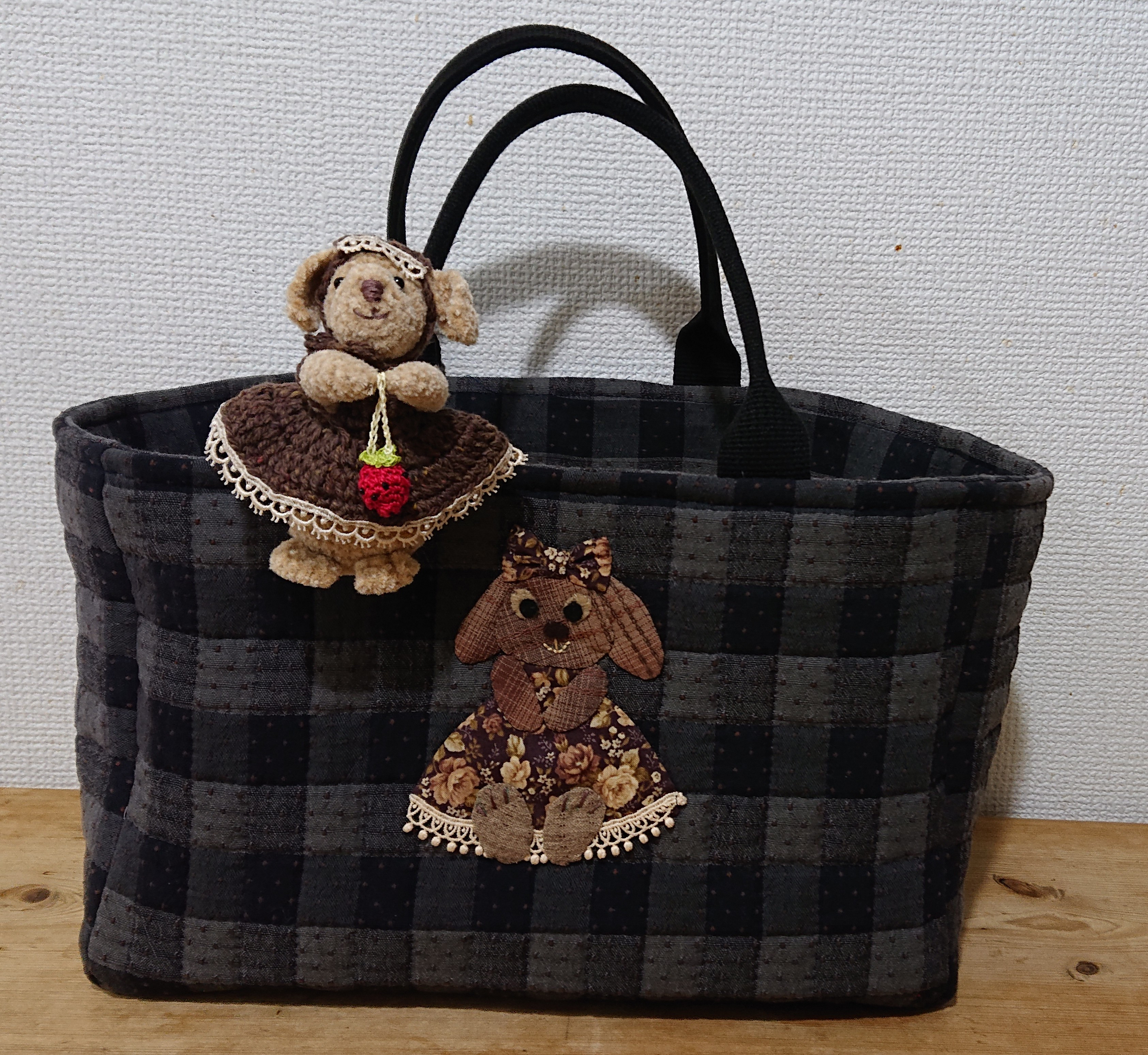 編みぐるみ付き買い物バック トートバッグ カバチャ 通販 15378767