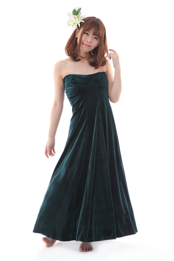 オーダーメイド　高品質　ベロアドレス　ベルベットドレス　フラダンス衣装　期間限定価格 4枚目の画像