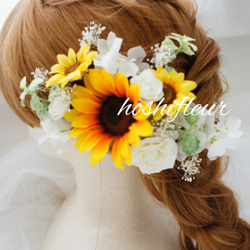 ひまわりクラッチブーケ+ブートニア+ヘアパーツ♡ひまわり造花ブーケ