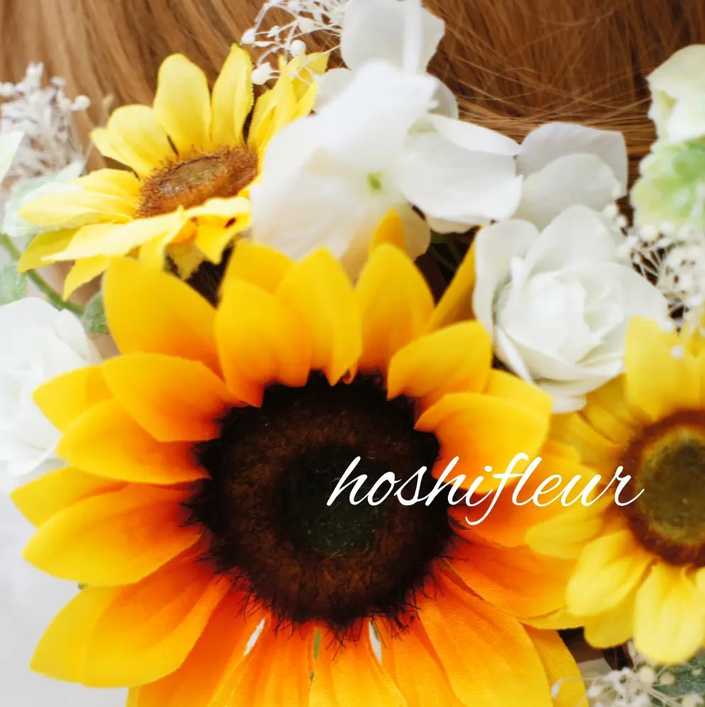 ヘアパーツ結婚式♡髪飾り結婚式ヘッドドレス結婚式ひまわりヘアパーツカラフルヘアパーツひまわり髪飾りカラフル髪飾り