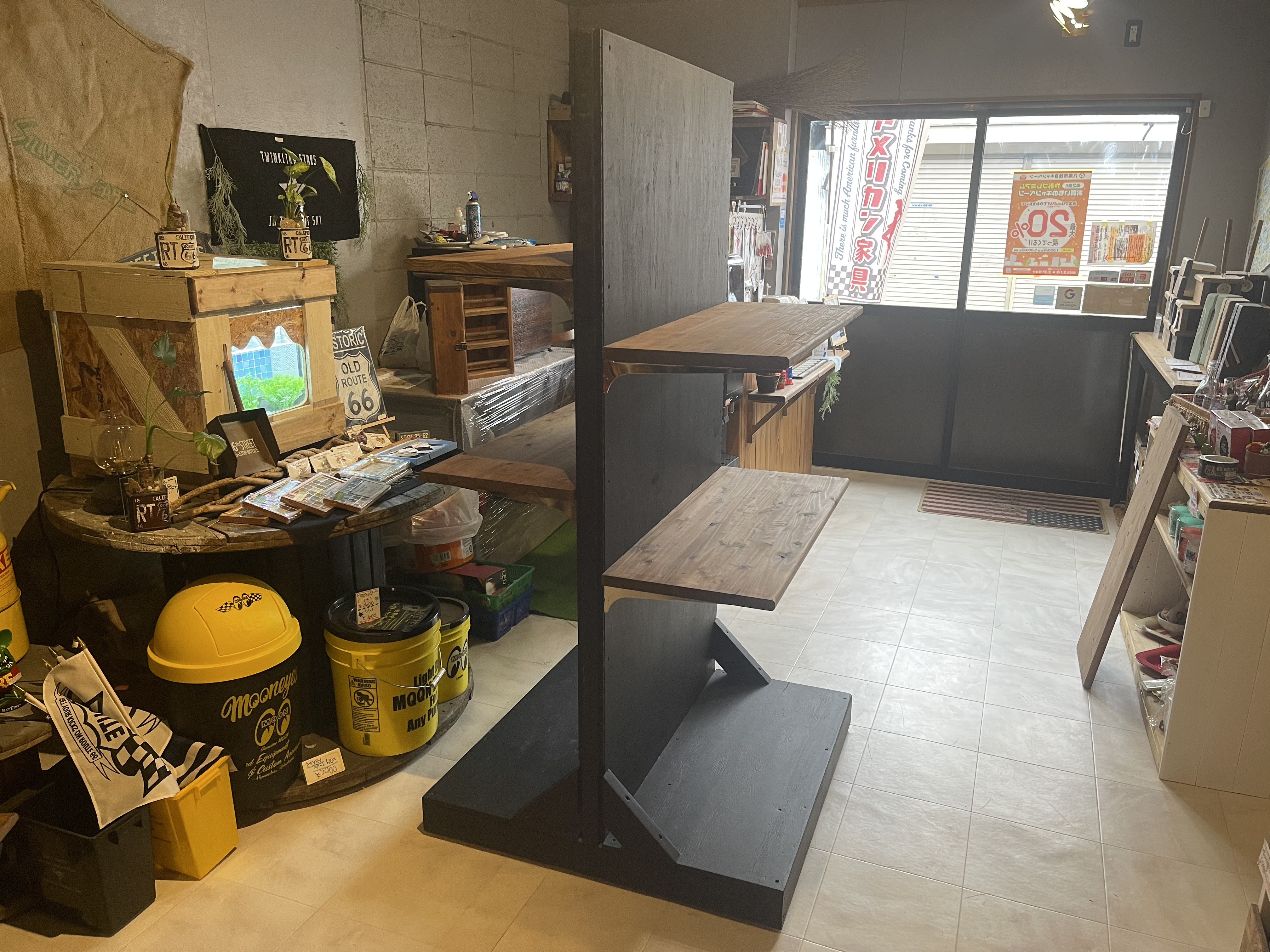 在庫あり　即納　Ok  Hotaru  棚　店舗　什器　服屋　ブラック　ダークウォールナット　可動棚　アップサイクル