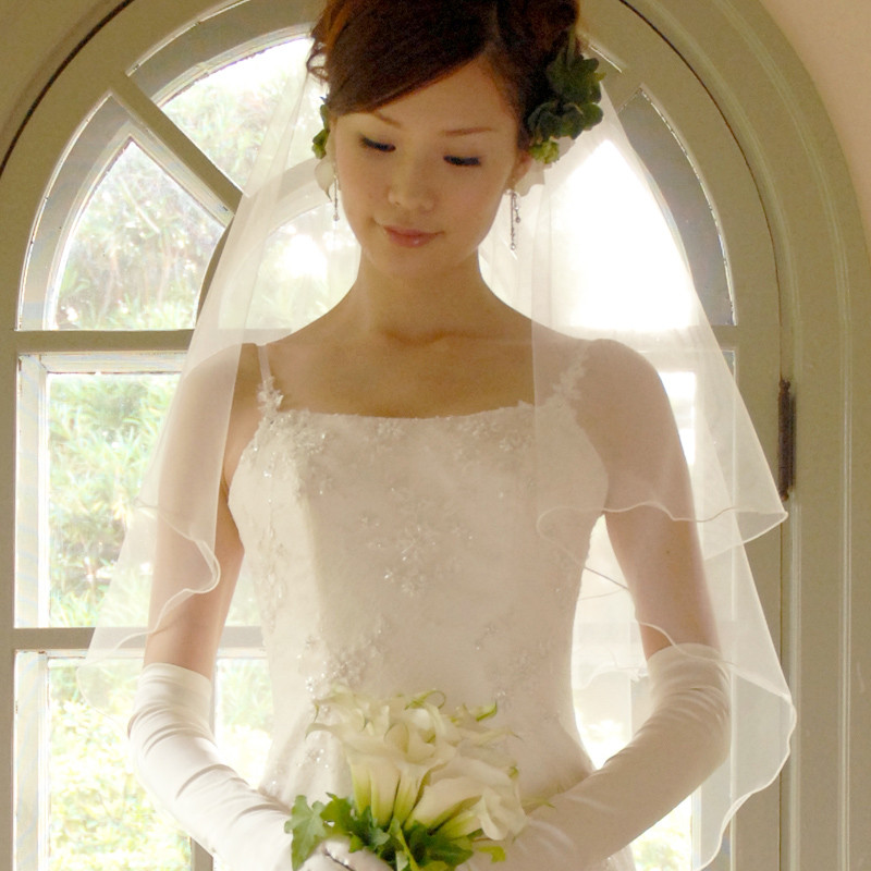 ウエディングベール ベール ミドル丈 1m ふんわりメロウ 100cm ★2色展開 オフホワイト/アイボリー【V92】