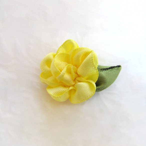 ＜リボンの花と葉っぱのヘアゴム＞パステルカラー（S） 4枚目の画像