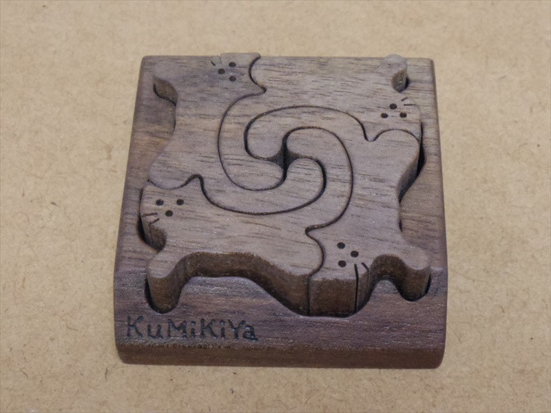 猫の箸置き（ウォルナット）４匹セット オイル仕上げ 5,550円