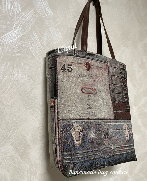 スペインゴブラン織り　アンティークボックス柄を使ったＡ４ショルダートートバッグ 3枚目の画像