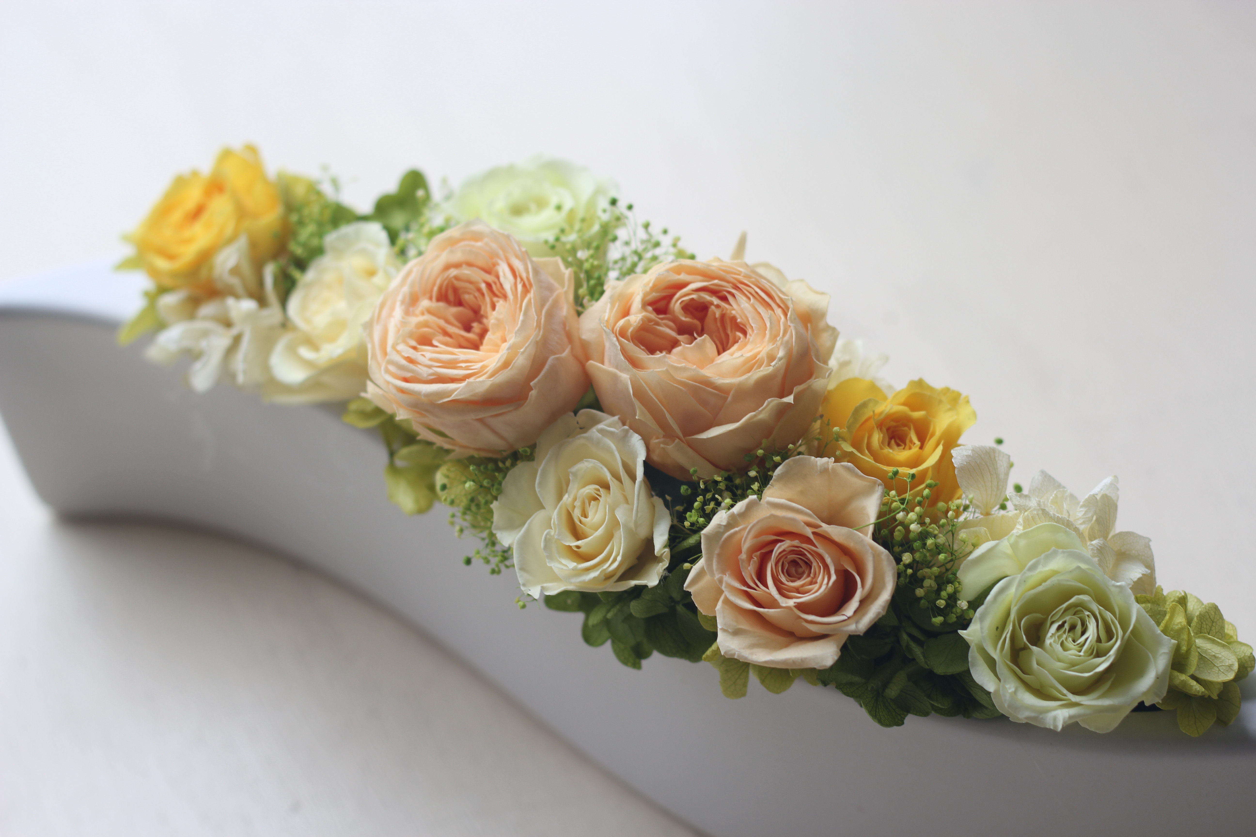 プリザーブドフラワーの爽やかインテリアフラワー『ウエーブロゼ』オランジェ